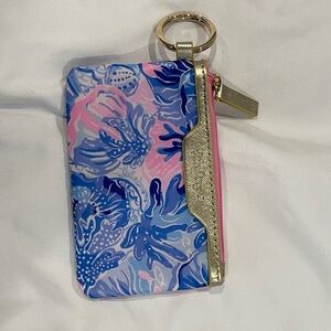 Lilly Pulitzer Pink and Blue Floral Keychain Wallet NWT